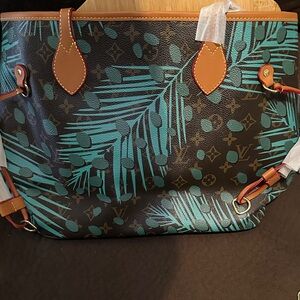 Elegant Teal and Brown Tote Bag